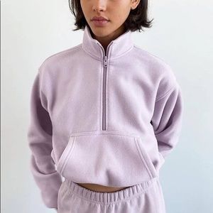 TNA Polar Fleece Cropped Quarter Zip - XS